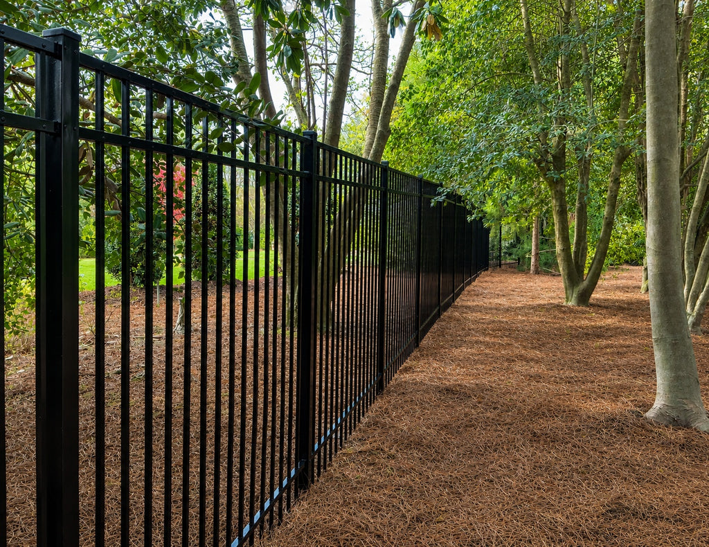3-rail smooth top black aluminum fencing