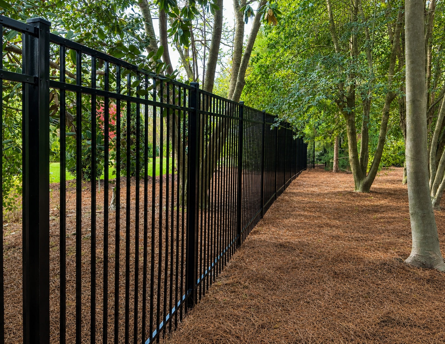 3-rail smooth top black aluminum fencing