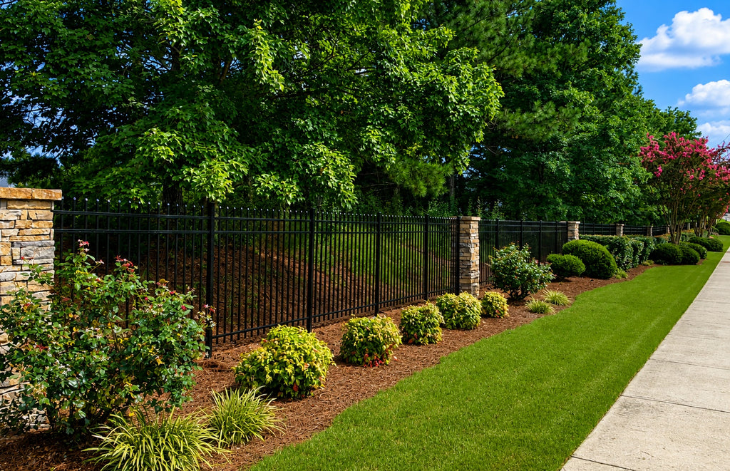 Spear Top Aluminum Fence between columns