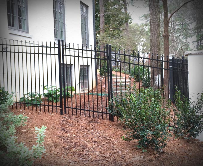 3-rail Spear Top Aluminum Fence and Gate on slope