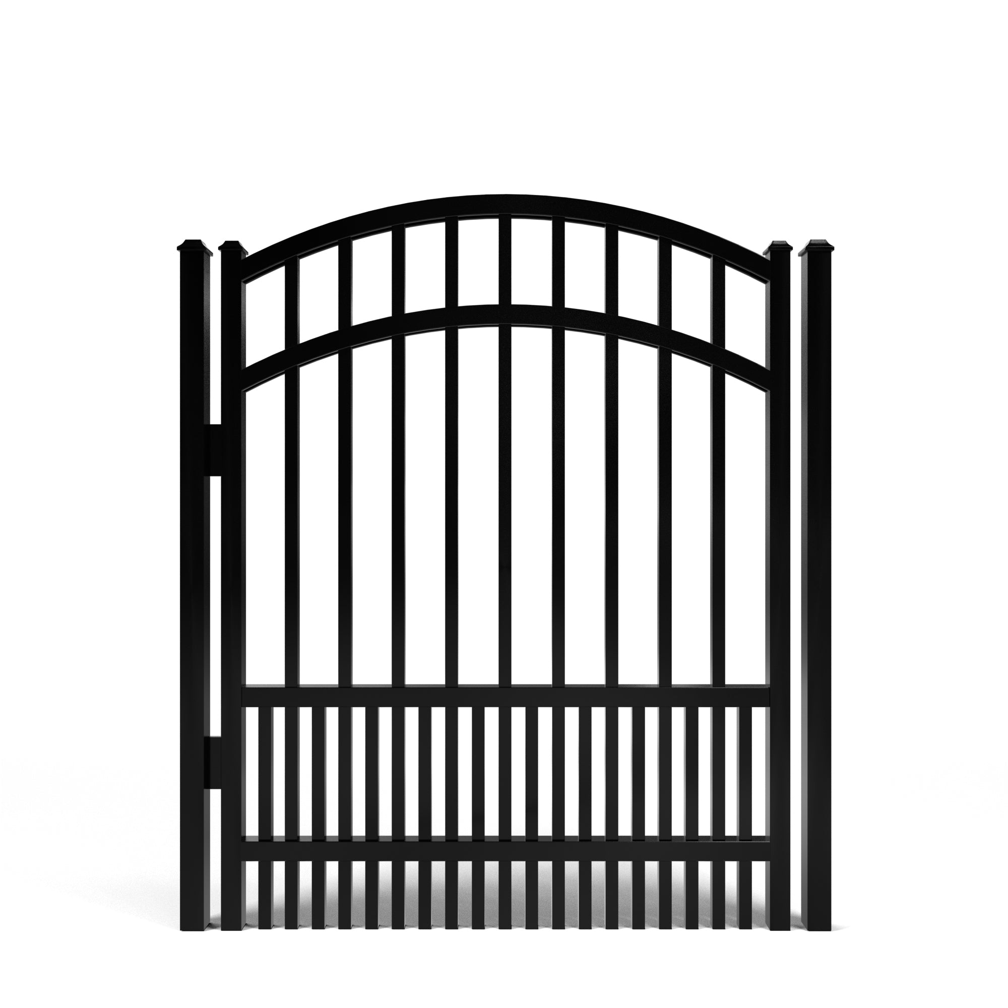3-rail smooth top puppy picket aluminum walk gate with arched top