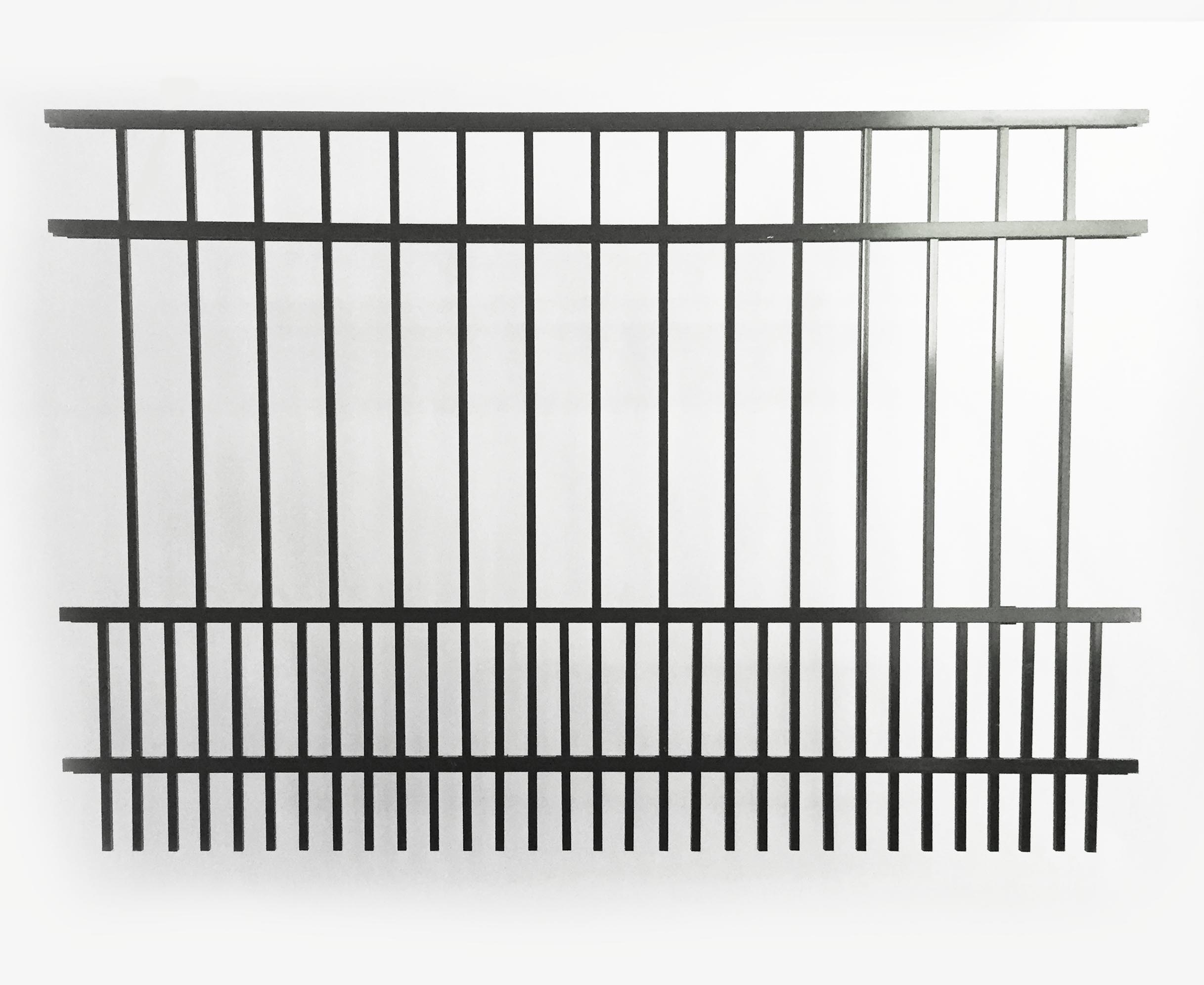 Metal fence panel for security on a white background