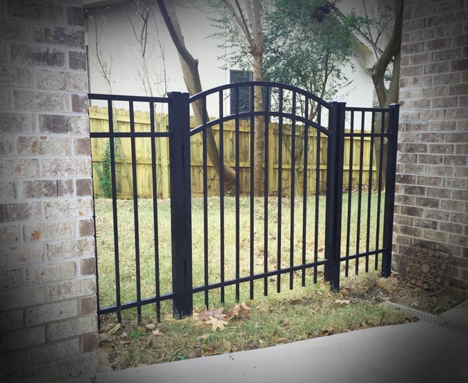 3-rail smooth top black aluminum walk gate garden gate installed