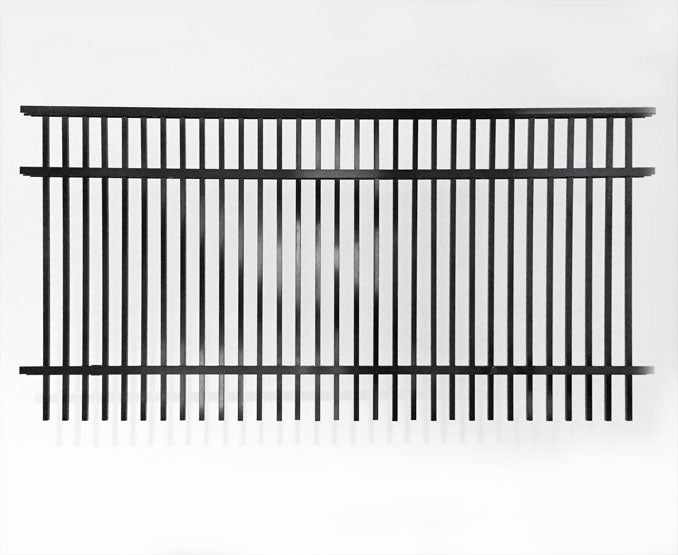 Aluminum Black metal fence for pet and child security on a white background