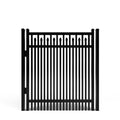 Black metal fence gate on a white background