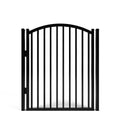 Black metal aluminum gate on a white background for pool