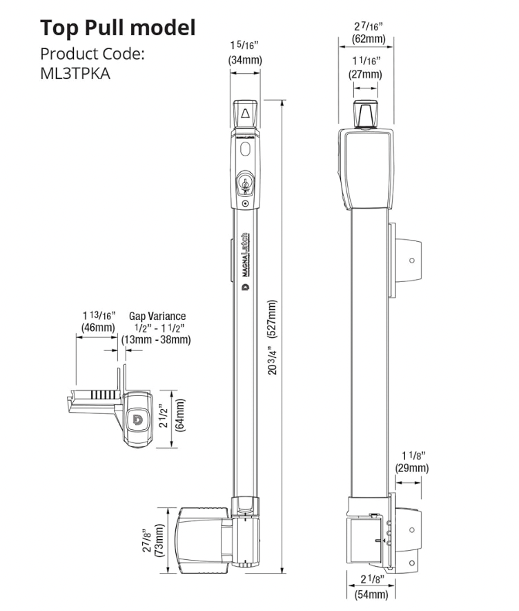 D&D Series 3 Top Pull 20.5" MagnaLatch Gate Latch for pool code specifications