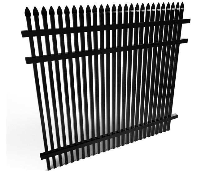 spear top aluminum fence panel for security and pool fencing on a white background