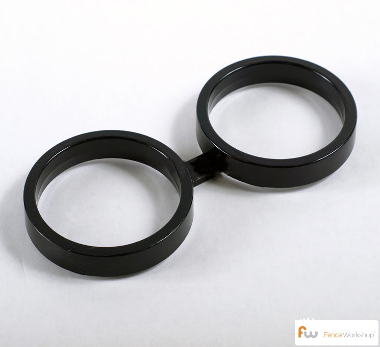 Aluminum decorative fence ring for use on aluminum fencing on a white background