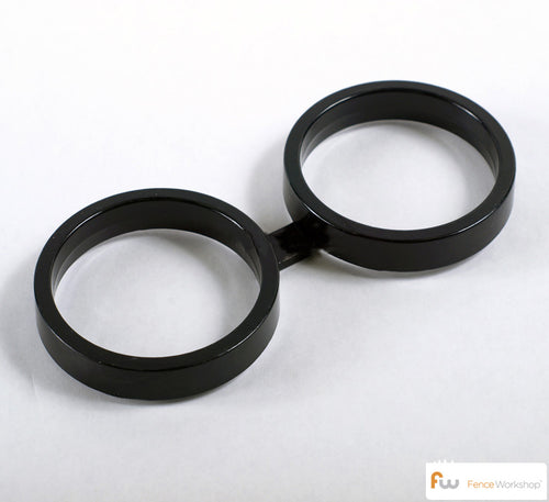 Aluminum decorative fence ring for use on aluminum fencing on a white background